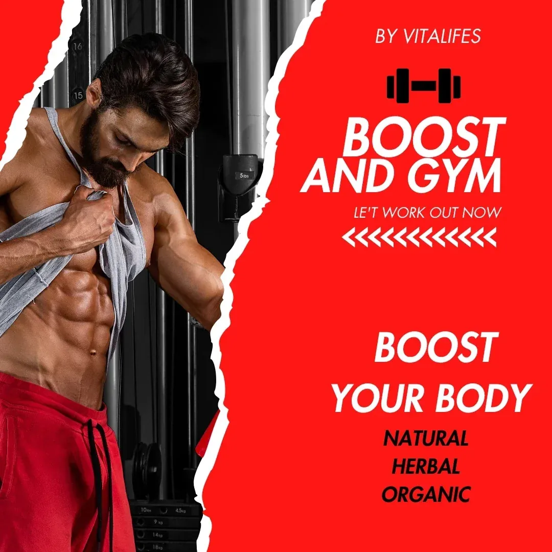 A Horse Peak Gelatin advertisement reading BOOST AND GYM with a man in a gym